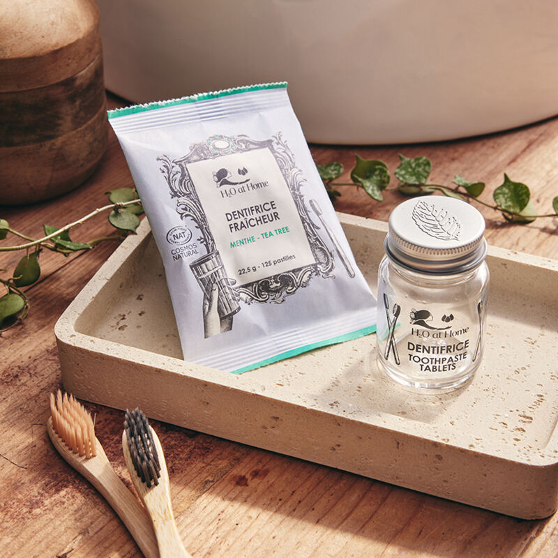 Product Tandpasta Tabletten - Frisheid : 1 navulling + 1 glazen fles Afbeelding