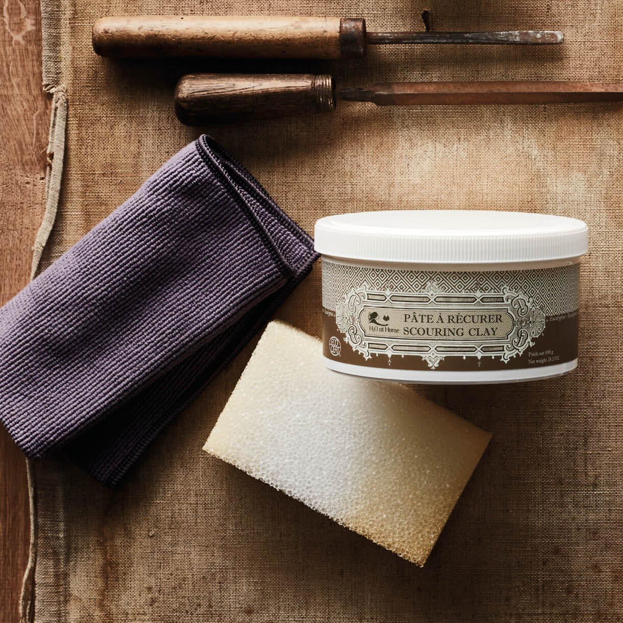 Photo du kit pâtes à récurer avec chiffonnette H2O at Home