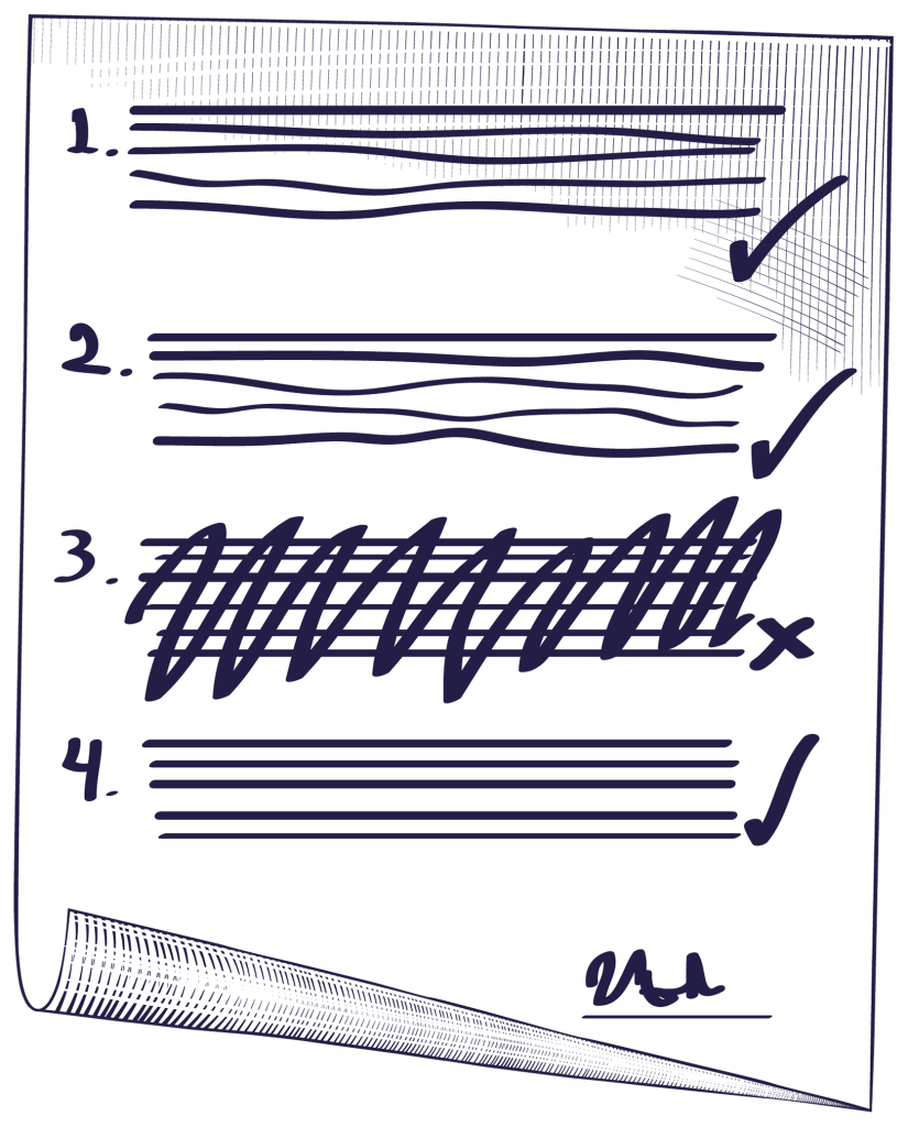 Illustration style baroque d'une check liste