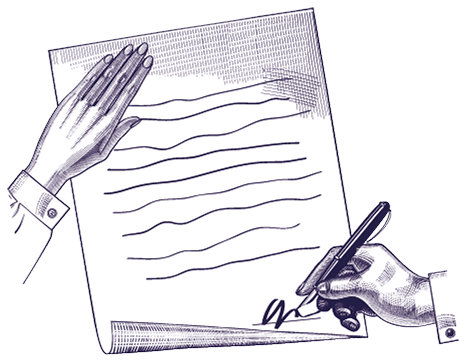 Illustratio style baroque de la signature d'un contrat