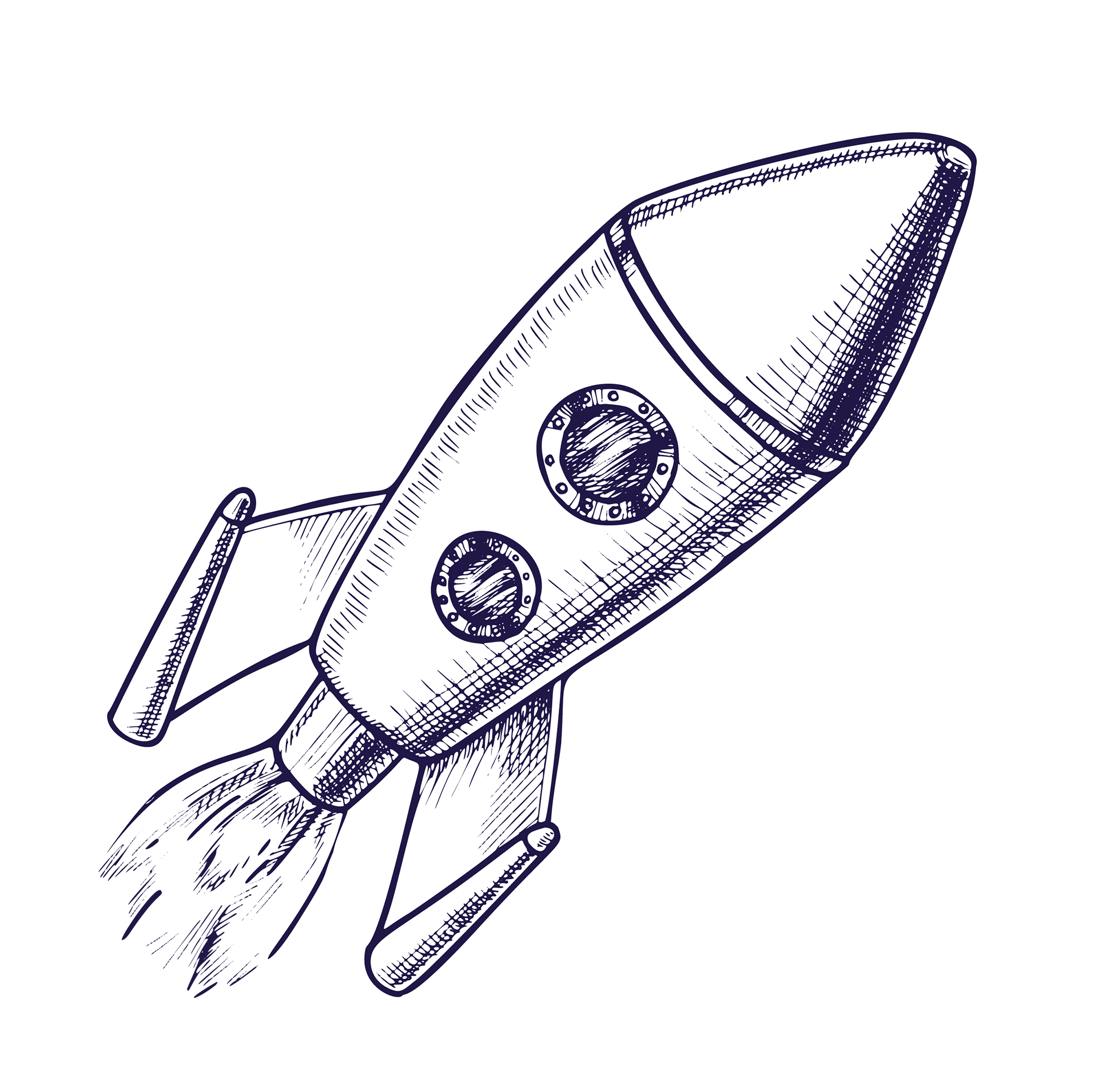 picto style baroque d'une fusée