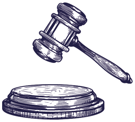 Illustration style baroque d'un marteau de juge