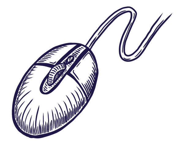 Illustration style baroque d'une souris d'ordinateur